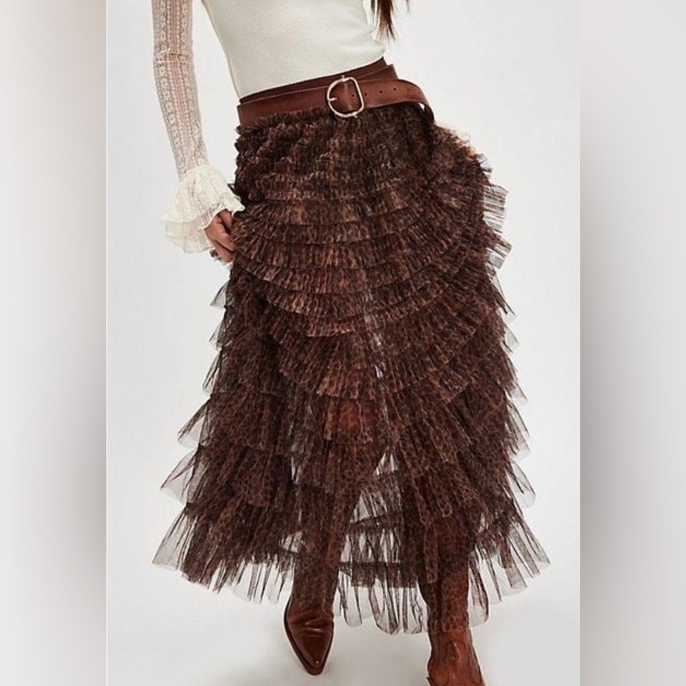 $168 MSRP NWT Intimately Free People Womens Return Of The Ruffle Maxi Slip Skirt